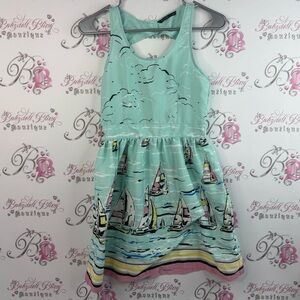 Miso dress sailing ocean blue aqua unique Sailboat Print Mini Dress Aqua clouds